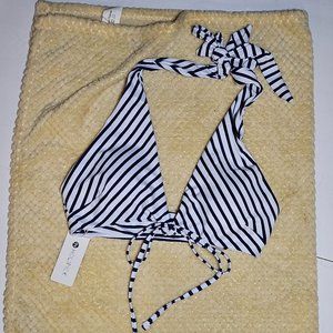 Holipick Women's Black and White Halter Front Tie Up Bikini Tops Size Medium